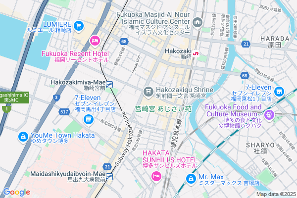 Map of 福岡市東区箱崎1-22-1