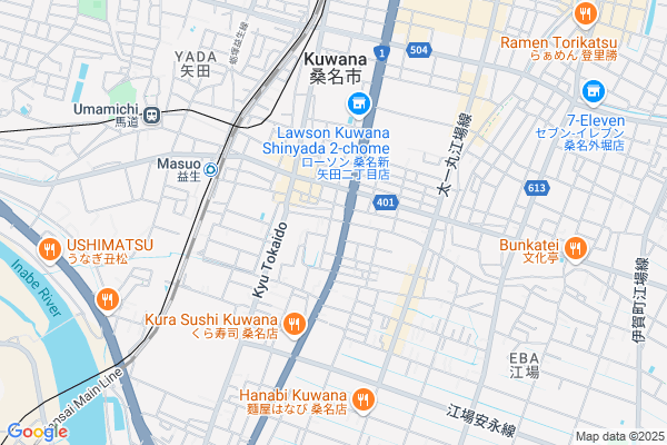 Map of 三重県桑名市西矢田町35