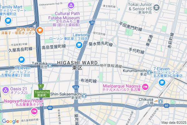 Map of 愛知県名古屋市東区代官町３９-２２