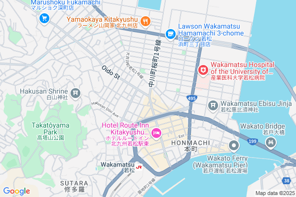 Map of 北九州市若松区中川町6-14