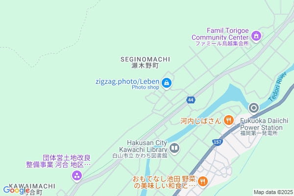 Map of 白山市瀬木野町183-25