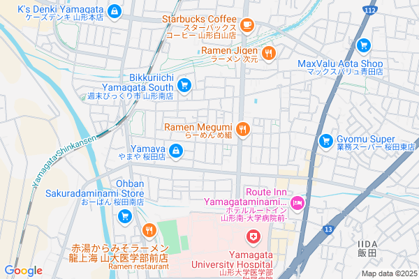 Map of 山形県山形市桜田西1-7-13