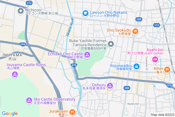 Map of 福井県大野市城町３−１０９
