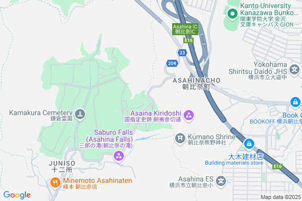 横浜市から鎌倉市へ歩いて入れる道。