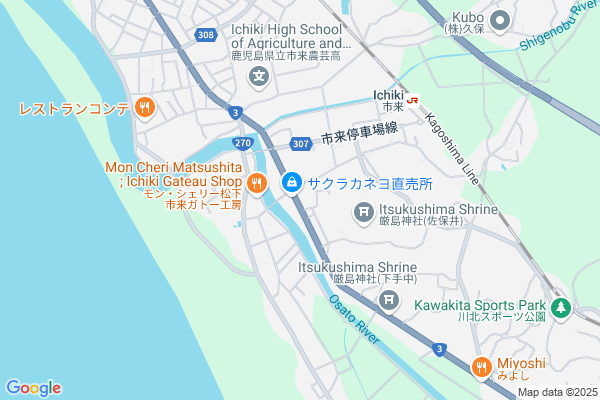 Map of 鹿児島県いちき串木野市大里3868