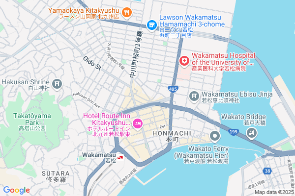 Map of 北九州市若松区中川町2-28